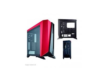 Carbide Series Spec Omega Tempered Glass Mid Tower Atx Gaming Case Black Red